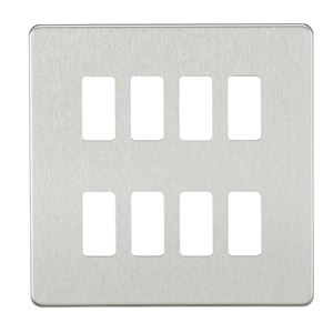 Picture of 8 GANG PLATE BRUSHED CHROME GRID PLATE
SWITCH PLATE KNIGHTSBRIDGE