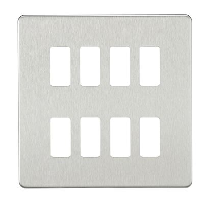Picture of 8 GANG PLATE BRUSHED CHROME GRID PLATE
SWITCH PLATE KNIGHTSBRIDGE