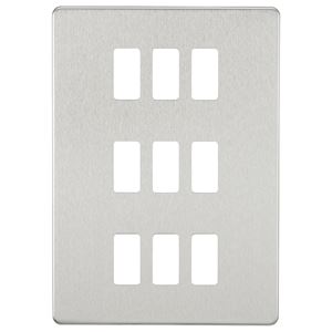 Picture of 9 GANG PLATE BRUSHED CHROME GRID PLATE
SWITCH PLATE KNIGHTSBRIDGE