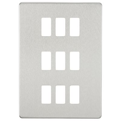 Picture of 9 GANG PLATE BRUSHED CHROME GRID PLATE
SWITCH PLATE KNIGHTSBRIDGE