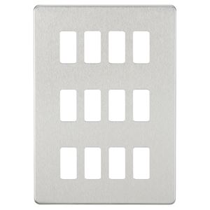 Picture of 12 GANG PLATE BRUSHED CHROME GRID PLATE
SWITCH PLATE KNIGHTSBRIDGE