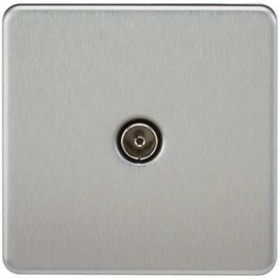 Picture of 1 GANG COAX OUTLET  SCREWLESS FLAT PLATE
BRUSHED CHROME