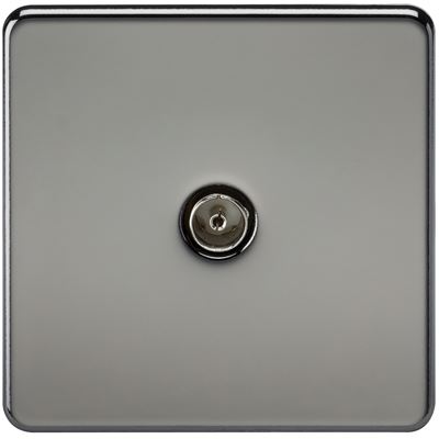 Picture of 1 GANG COAX OUTLET  SCREWLESS FLAT PLATE
BLACK NICKEL