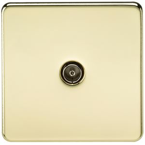 Picture of 1 GANG COAX OUTLET  SCREWLESS FLAT PLATE
POLISHED BRASS