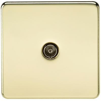 Picture of 1 GANG COAX OUTLET  SCREWLESS FLAT PLATE
POLISHED BRASS