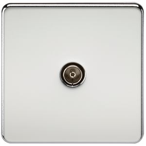 Picture of 1 GANG COAX OUTLET  SCREWLESS FLAT PLATE
POLISHED CHROME