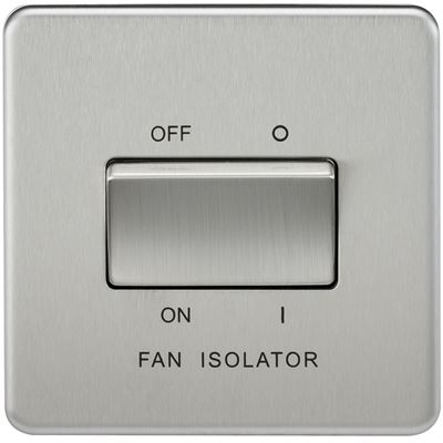 Picture of 1 FAN ISOLATOR SWITCH  SCREWLESS FLAT PLATE
BRUSHED CHROME