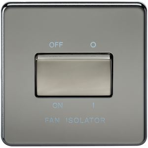 Picture of 1 FAN ISOLATOR SWITCH  SCREWLESS FLAT PLATE
BLACK NICKEL