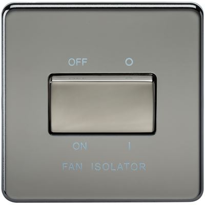 Picture of 1 FAN ISOLATOR SWITCH  SCREWLESS FLAT PLATE
BLACK NICKEL