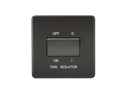 Picture of 1 FAN ISOLATOR SWITCH  SCREWLESS FLAT PLATE
MATT BLACK 
