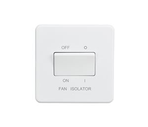 Picture of 1 FAN ISOLATOR SWITCH  SCREWLESS FLAT PLATE
MATT WHITE