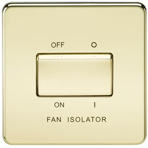 Picture of 1 FAN ISOLATOR SWITCH  SCREWLESS FLAT PLATE
POLISHED BRASS