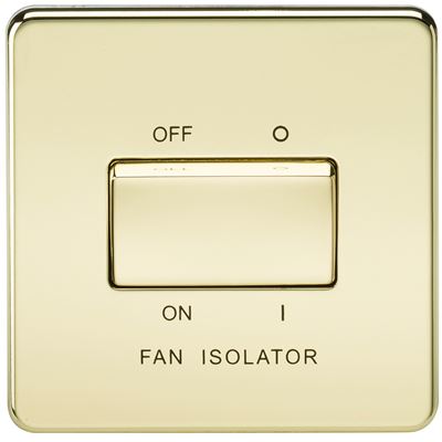 Picture of 1 FAN ISOLATOR SWITCH  SCREWLESS FLAT PLATE
POLISHED BRASS