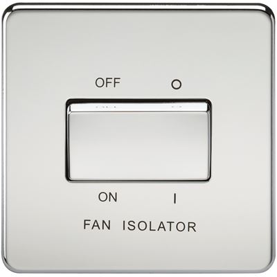 Picture of 1 FAN ISOLATOR SWITCH  SCREWLESS FLAT PLATE
POLISHED CHROME