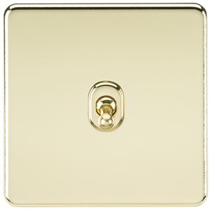 Picture of 1 GANG INTERMEDIATE  TOGGLE SWITCH
SCREWLESS FLAT PLATE POLISHED BRASS