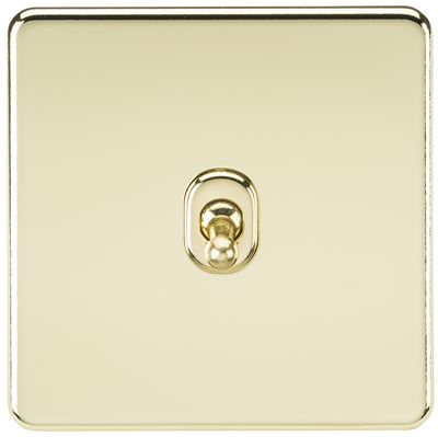Picture of 1 GANG INTERMEDIATE  TOGGLE SWITCH
SCREWLESS FLAT PLATE POLISHED BRASS