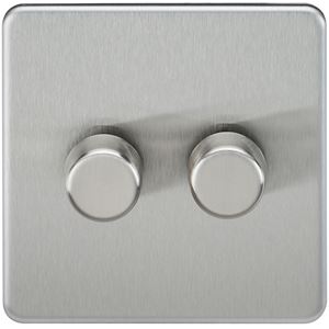 Picture of 2GANG 2WAY  DIMMER  SCREWLESS
10-200W/5-150W LED BRUSHED CHROME