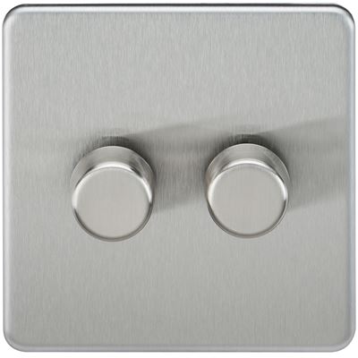 Picture of 2GANG 2WAY  DIMMER  SCREWLESS
10-200W/5-150W LED BRUSHED CHROME