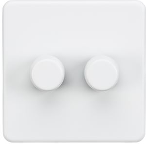 Picture of 2GANG 2WAY  DIMMER  SCREWLESS
10-200W/5-150W LED MATT WHITE