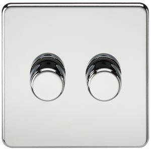 Picture of 2GANG 2WAY  DIMMER  SCREWLESS
10-200W/5-150W LED POLISHED CHROME