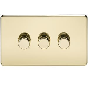 Picture of 3GANG 2WAY  DIMMER  SCREWLESS
10-200W/LED 5-150W POLISHED BRASS