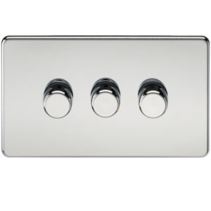 Picture of 3GANG 2WAY  DIMMER  SCREWLESS
10-200W/LED 5-150W POLISHED CHROME