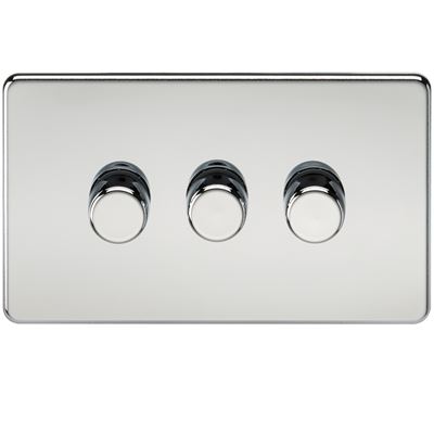 Picture of 3GANG 2WAY  DIMMER  SCREWLESS
10-200W/LED 5-150W POLISHED CHROME