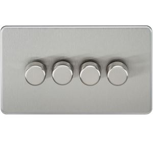 Picture of 4GANG 2WAY  DIMMER  SCREWLESS
10-200W/LED 5-150W BRUSHED CHROME
LED COMPATIBLE