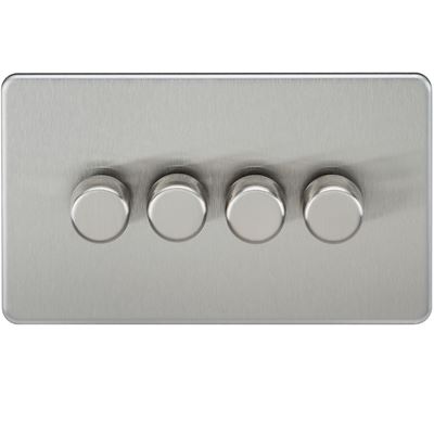 Picture of 4GANG 2WAY  DIMMER  SCREWLESS
10-200W/LED 5-150W BRUSHED CHROME
LED COMPATIBLE