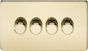 Picture of 4GANG 2WAY  DIMMER  SCREWLESS
10-200W/LED 5-150W POLISHED BRASS