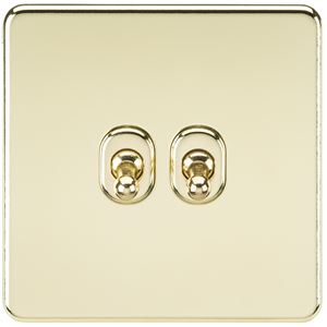 Picture of 2GANG 2WAY  TOGGLE SWITCH  SCREWLESS FLAT
POLISHED BRASS