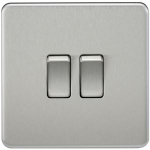 Picture of 2GANG 2WAY  SWITCH  SCREWLESS FLAT PLATE
BRUSHED CHROME