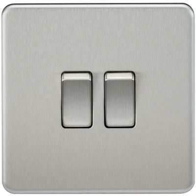 Picture of 2GANG 2WAY  SWITCH  SCREWLESS FLAT PLATE
BRUSHED CHROME