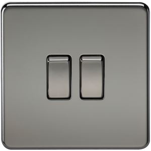 Picture of 2GANG 2WAY  SWITCH  SCREWLESS FLAT PLATE
BLACK NICKEL