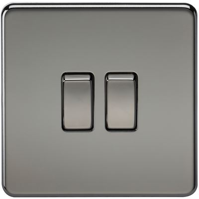 Picture of 2GANG 2WAY  SWITCH  SCREWLESS FLAT PLATE
BLACK NICKEL