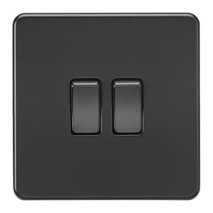 Picture of 2GANG 2WAY  SWITCH  SCREWLESS FLAT PLATE
MATT BLACK