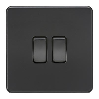 Picture of 2GANG 2WAY  SWITCH  SCREWLESS FLAT PLATE
MATT BLACK