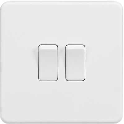 Picture of 2GANG 2WAY  SWITCH  SCREWLESS FLAT PLATE
MATT WHITE