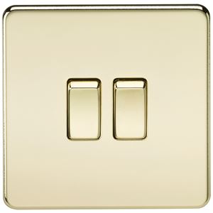 Picture of 2GANG 2WAY  SWITCH  SCREWLESS FLAT PLATE
POLISHED BRASS