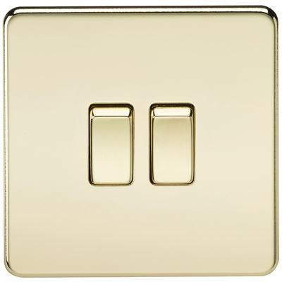 Picture of 2GANG 2WAY  SWITCH  SCREWLESS FLAT PLATE
POLISHED BRASS