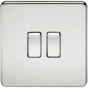 Picture of 2GANG 2WAY  SWITCH  SCREWLESS FLAT PLATE
POLISHED CHROME