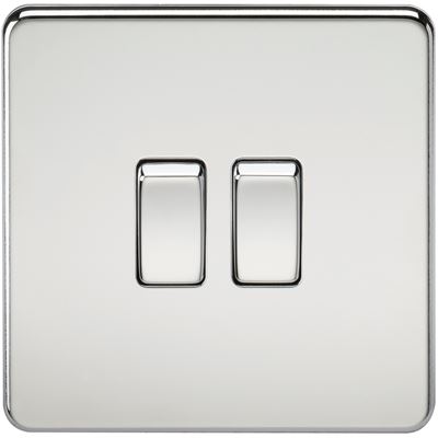 Picture of 2GANG 2WAY  SWITCH  SCREWLESS FLAT PLATE
POLISHED CHROME