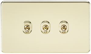 Picture of 3GANG 2WAY  TOGGLE SWITCH  SCREWLESS FLAT
POLISHED BRASS