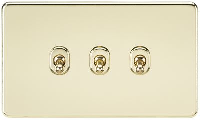 Picture of 3GANG 2WAY  TOGGLE SWITCH  SCREWLESS FLAT
POLISHED BRASS