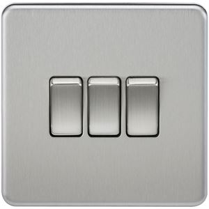 Picture of 3GANG 2WAY  SWITCH  SCREWLESS FLAT PLATE
BRUSHED CHROME