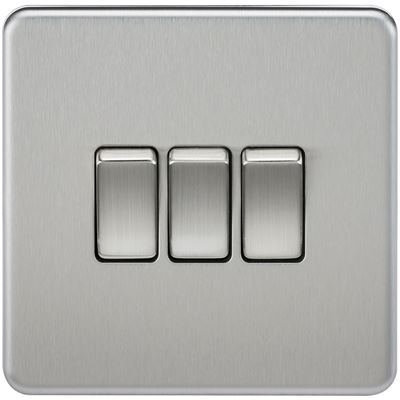 Picture of 3GANG 2WAY  SWITCH  SCREWLESS FLAT PLATE
BRUSHED CHROME