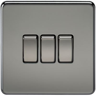 Picture of 3GANG 2WAY  SWITCH  SCREWLESS FLAT PLATE
BLACK NICKEL