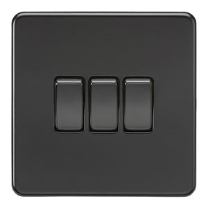 Picture of 3GANG 2WAY  SWITCH  SCREWLESS FLAT PLATE
MATT BLACK