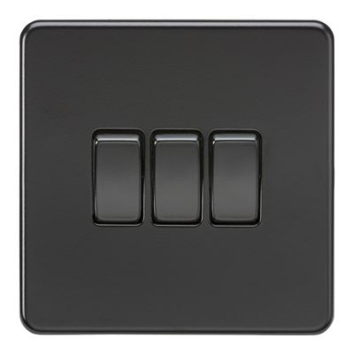 Picture of 3GANG 2WAY  SWITCH  SCREWLESS FLAT PLATE
MATT BLACK