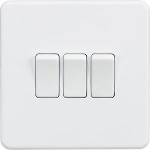 Picture of 3GANG 2WAY  SWITCH  SCREWLESS FLAT PLATE
MATT WHITE